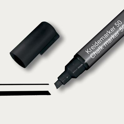 SIGEL BA180 Kreidemarker 50 - Keilspitze, 1-5mm, schwarz