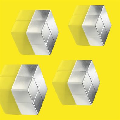 SIGEL BA705 SuperDym-Magnete C10 "Extra-Strong", Cube-Design, silber, 4 Stück