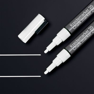 SIGEL BA178 Kreidemarker 20 - Rundspitze 1-2 mm, weiß, 2 Stück