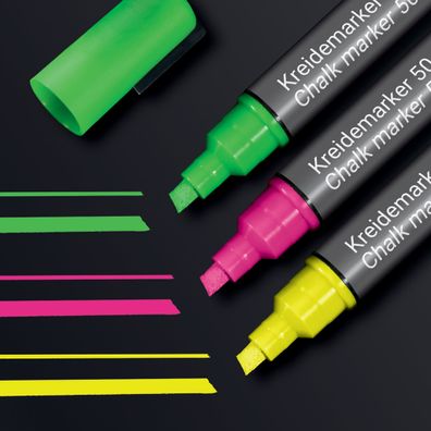 SIGEL BA182 Kreidemarker 50 - Keilspitze, 1-5mm, sortiert, 3 Stück