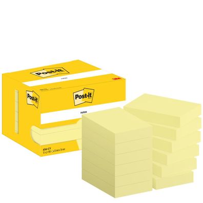 Post-it® 656 CY Haftnotizblock - 51 x 76 mm, gelb, 12x 100 Blatt Karton