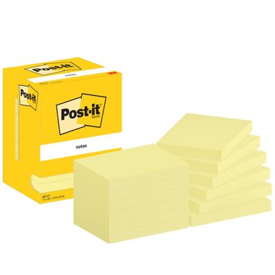 Post-it® 657 CY Haftnotizblock - 76 x 102 mm, gelb, 12x 100 Blatt Karton