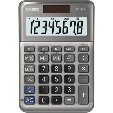 Casio® MS-80F Tischrechner MS-80F - Solar-/Batteriebetrieb, 8-stellig, LC-Display, gr