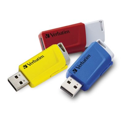 Verbatim 49306 USB 3.2 Stick 16GB, Store'n'Click, rot-blau-gelb