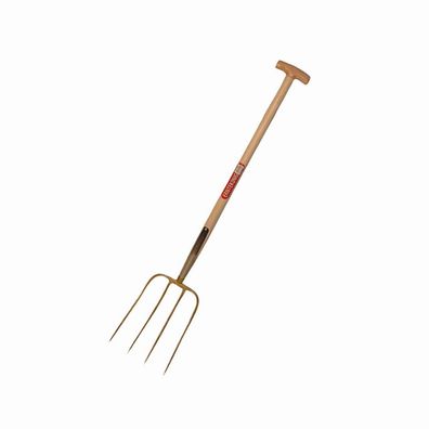 Dunggabel 4 Zinken, 85cm-T-Stiel Esche, 31x23cm, gold-lackiert