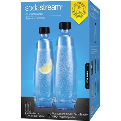 sodastream DUO-2GF Trinkflasche Glas 1 Liter - transparent/schwarz, 2er-Pack
