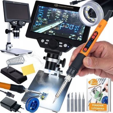 Rosfix Set Mikroskop AX1200 & Lötkolben 80W – 7" LCD | 1200x | 180–500°C