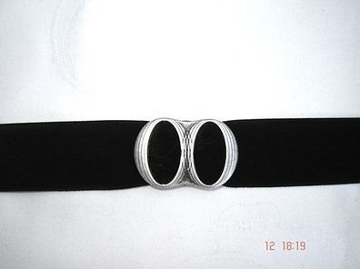 Kropfband Halsband Samtband schwarz Choker Auflage altsilberfarben Dirndlschmuck