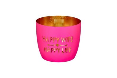 Gift Company Madras Windlicht M Happy Wife Happy Life 1 St