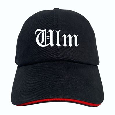 Ulm Cappy - Altdeutsch bedruckt - Schirmmütze - Schwarz-Rotes Cap