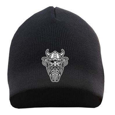 Odin Kopf Beanie - Stick - Bestickt - Mütze Strickmütze Wintermütze