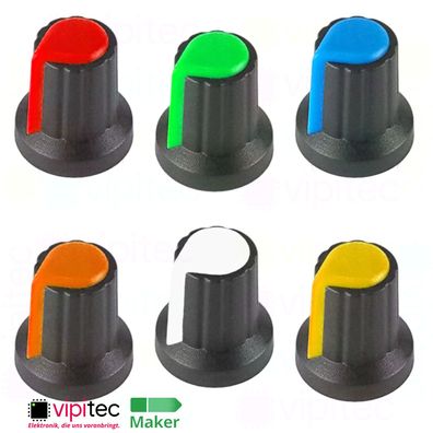 WH148 Drehknopf für 6mm Achse Potentiometer Auswahl | Poti Widerstand Kunststoff