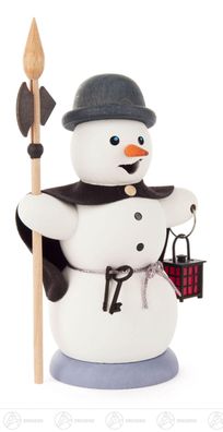 Räuchermann Schneemann Nachtwächter Höhe = 13cm Erzgebirge Rauchfigur Rauchmann