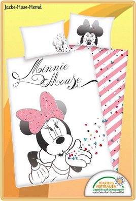 Babybettwäsche Bettwäsche Minnie Mouse Rosa Walt Disney Gr. 40x60/100x135cm NEU