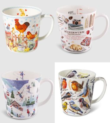 1 Kaffeebecher Flamingos, Bücherwurm o. Ski Kaffeetasse Tassen Teetassen Henkelbecher