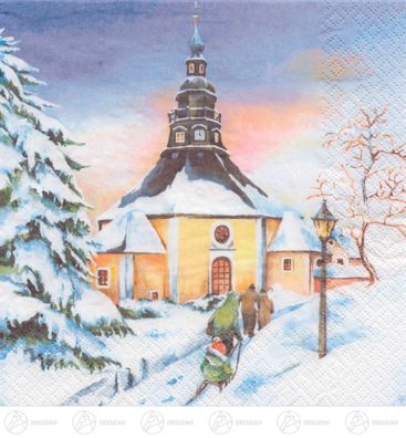 Servietten Seiffener Sonnenuntergang(20) ca 33 cmx33 cm NEU Papierservietten