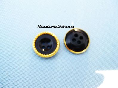 1 Kunststoffknopf schwarz goldfarben 16x4mm 4 Loch a 2mm Nr 4499