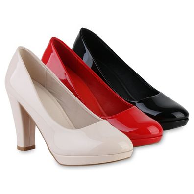 VAN HILL Damen Klassische Ballerinas Elegante Stiletto Lack Schuhe 841382