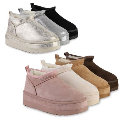 VAN HILL Damen Warm Gefüttert Winter Boots Stiefeletten Profil-Sohle Schuhe 841362