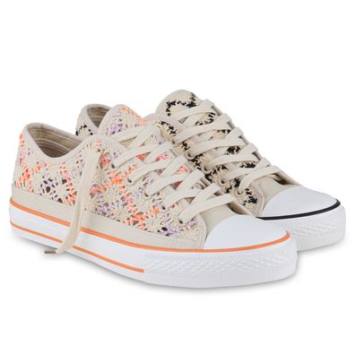 VAN HILL Damen Übergrößen Sneaker Low Schnürer Bequeme Spitze Schnür-Schuhe 841274