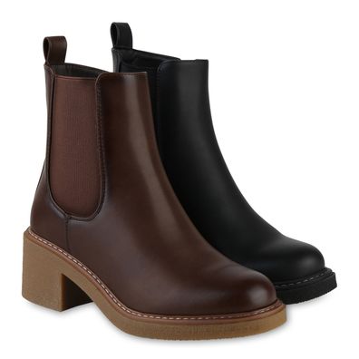 VAN HILL Damen Leicht Gefütterte Klassische Stiefeletten Basic Schuhe 841321