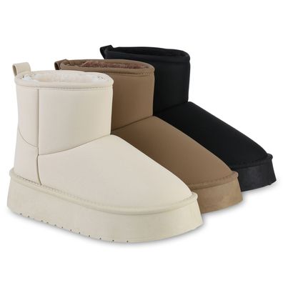 VAN HILL Damen Warm Gefüttert Winter Boots Stiefeletten Profil-Sohle Schuhe 841334