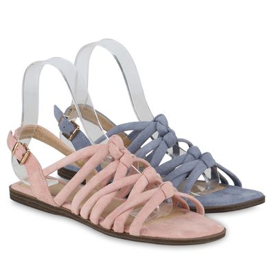 VAN HILL Damen Riemchensandalen Sandalen Holzoptikabsatz Sommer Schuhe 840929