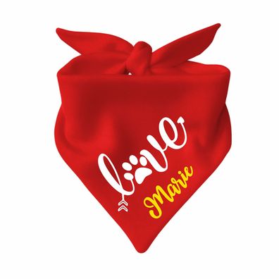 Dreieck Hundehalstuch personalisiert mit Namen und Design LOVE