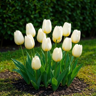 Exotenherz Blumenzwiebeln - Tulpen Tulipa Triumph White - weiß (15 Stück) Durchmes