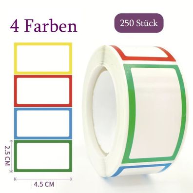Aufkleber 250 bunte Aufkleber 4 Farben ideal zum Markieren Ordnen Organisieren