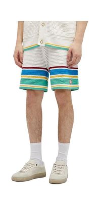 Casa Blanca Men's Crochet Tennis Shorts in White/Blue Multi