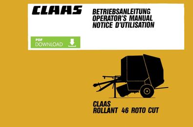 Betriebsanleitung CLAAS Rollant 46 Roto Cut mit Schmierplan