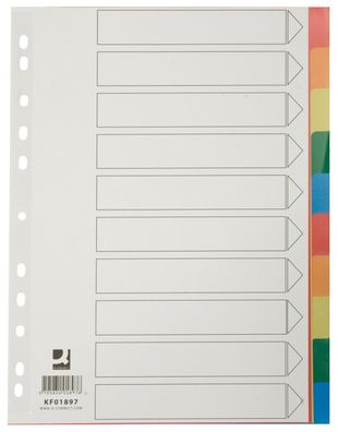 Q-Connect® KF01897 Farbregister - blanko, A4, PP, 10 Blatt + Deckblatt
