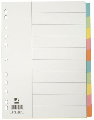 Q-Connect® KF34029 Farbregister - blanko, A4, Manila Karton, 10 Blatt + Deckblatt