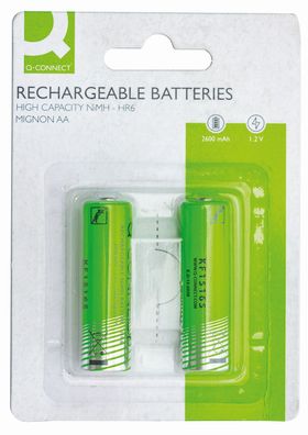 Q-Connect® KF15165 Akku-Batterien Rechargeable - Mignon/AA/HR6, 1,2 V, 2 Stück