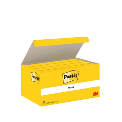 Post-it® 653 Haftnotizblock - 38 x 51 mm, gelb, 12x 100 Blatt Karton