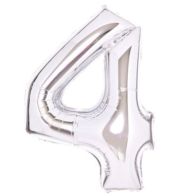AMSCAN 9913229 Folienballon XL Zahl 4 - 63 cm, silber