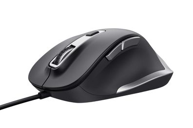 Trust 24728 Trust Fyda Comfort Eco Maus ergonomisch kabelgebunden schwarz, silber