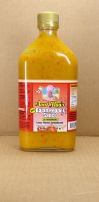 340gr Bajan Hot Pepper Sauce/Pfeffersosse Aunt May von der Sonneninsel Barbados