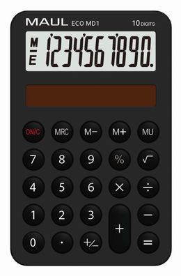 Maul 72750 90 Taschenrechner Solar ECO MD 1 - 10-stellig, schwarz