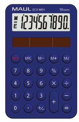 Maul 72750 34 Taschenrechner Solar ECO MD 1 - 10-stellig, hellblau