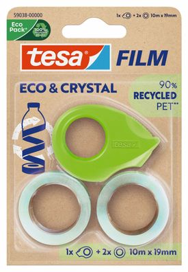 tesa® 59038-00000-00 Handabroller Eco & Crystal mini Dispenser - inkl. 2 Rollen 19mm