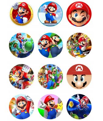 Super Mario Essbar Mario Bros 12 Muffin Zuckermasse Tortenbild Tortenaufleger