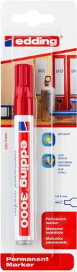 Edding 4-3000-1-1002 3000 Permanentmarker - nachfüllbar, 1,5 - 3 mm, rot, Blister