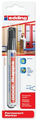 Edding 4-3000-1-4001 3000 Permanentmarker - nachfüllbar, 1,5 - 3 mm, schwarz, Blister