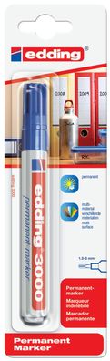 Edding 4-3000-1-1003 3000 Permanentmarker - nachfüllbar, 1,5 - 3 mm, blau, Blister