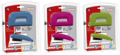 Novus® 020-1877 Heftgerät E15 + Locher E210 - sortiert, inkl. Heftkammern, Blisterver