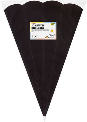 Folia 92590 Schultüten Rohling - 68 cm, sechseckig, schwarz, 5er Pack