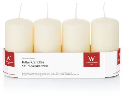 Wiedemann 218156.073 Stumpenkerze - 100 x 50 mm, 4 Stück, bisquit