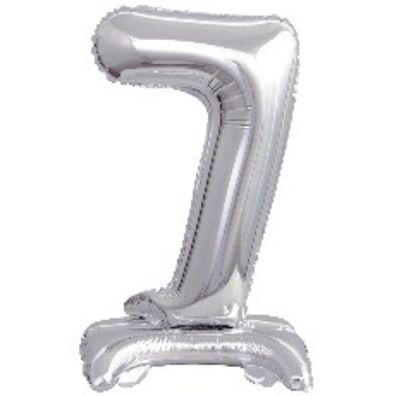 amscan® 9911730 Folienballon Mini Zahl 7 - 15 x 38 cm, mit Standfuß, silber